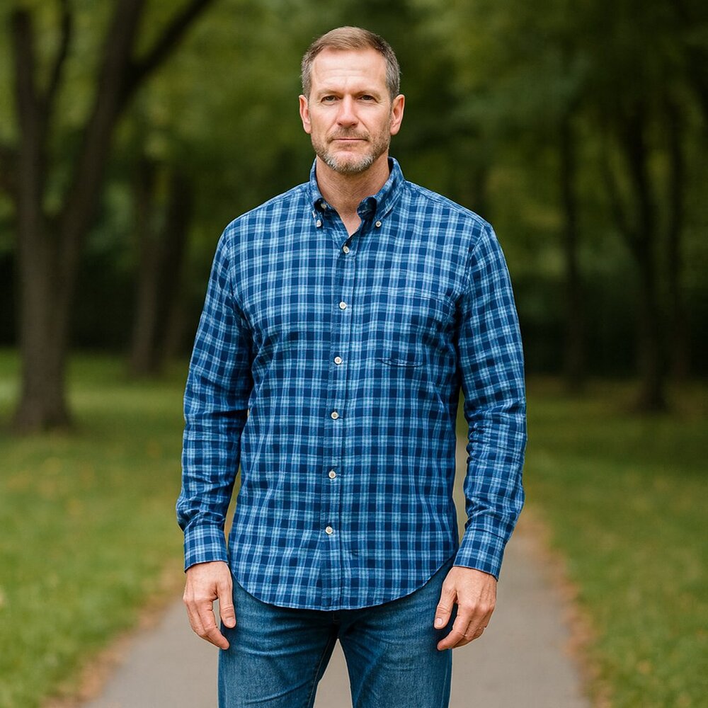 Brooks Brothers Chest Logo Blue Plaid Button Down Biker Long Sleeve Shirt Men XL